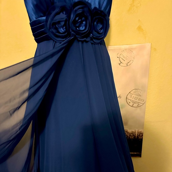 NWT BARI JAY blue gown size 12, fully lined split front skirt - Picture 2 of 7